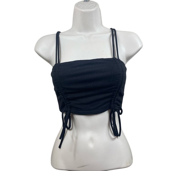 Fashion Nova Tops - Fashion Nova Black Ribbed Drawstring Cami Crop Top Womens Size‎ Small